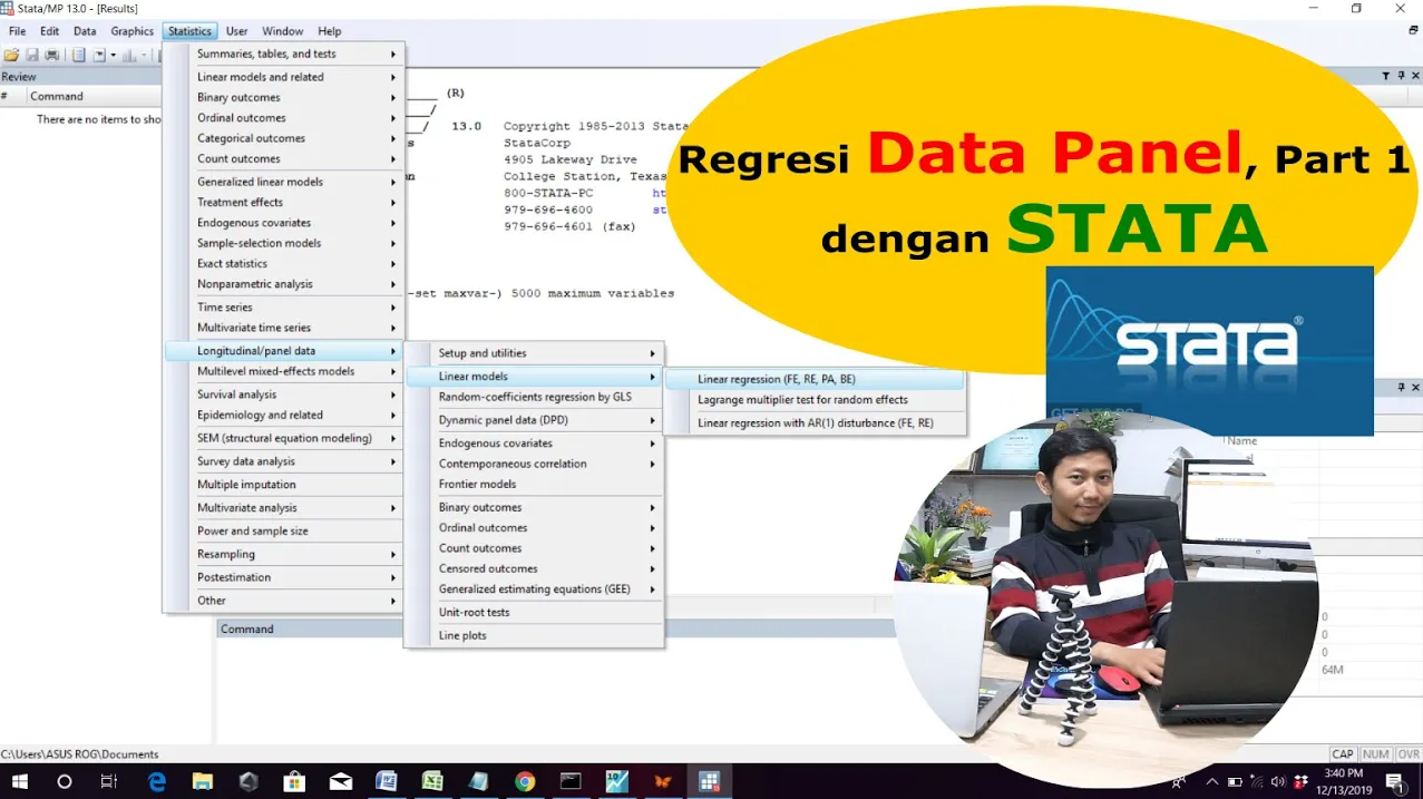 Panel Data Regression dengan STATA — Materi 1